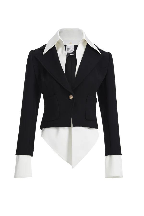 EDWARD ACHOUR BLAZER PRETO E BRANCO