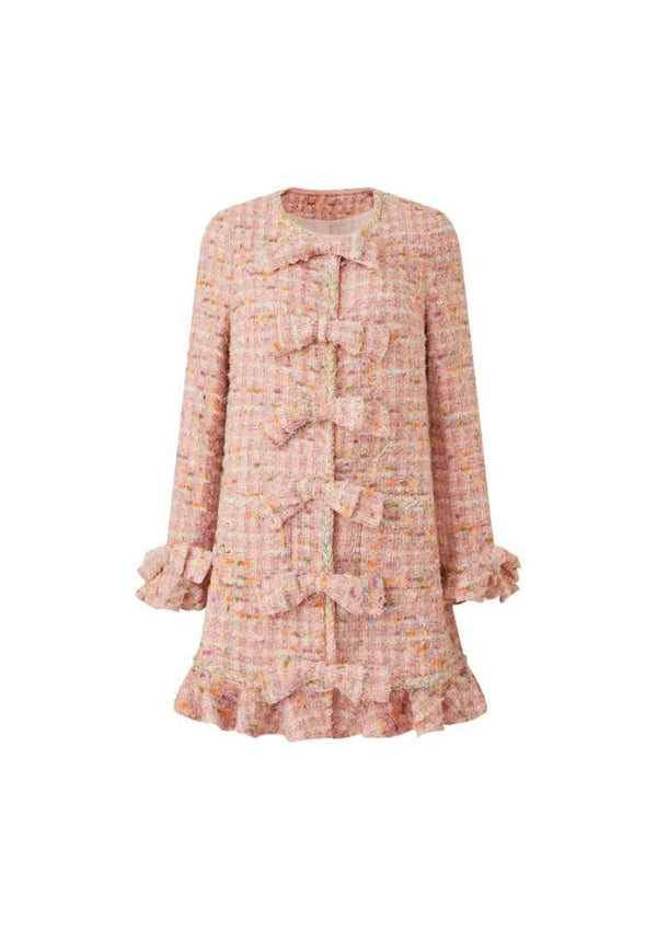 EDWARD ACHOUR VESTIDO EM TWEED  EM TONS PASTEL