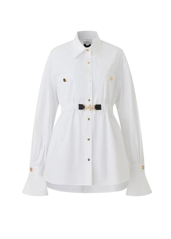 EDWARD ACHOUR BLUSA BRANCA COM FECHO DOURADO