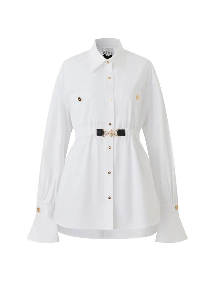 EDWARD ACHOUR BLUSA BRANCA COM FECHO DOURADO