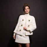 EDWARD ACHOUR PARIS SAIA BRANCA EM TWEED