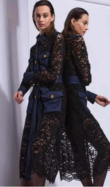 EDWARD ACHOUR PARIS CASACO/VESTIDO DE RENDA COM CINTO