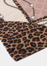 LIU.JO LENÇO BEGE COM LOGO E PRINT ANIMAL