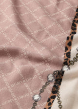 LIU.JO LENÇO BEGE COM LOGO E PRINT ANIMAL