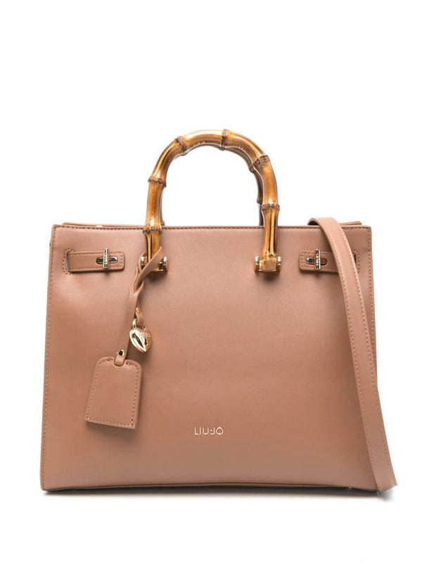 LIU.JO CARTEIRA CAMEL COM ALÇAS DE BAMBU