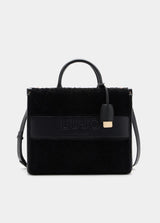 LIU.JO SHOPPING BAG PRETO DE PÊLO