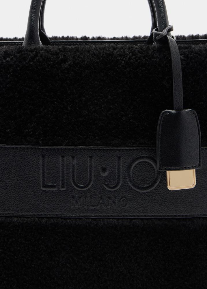 LIU.JO SHOPPING BAG PRETO DE PÊLO