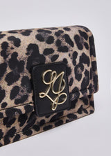 LIU.JO CARTEIRA LEOPARDO PEQUENA COM LOGO DOURADO