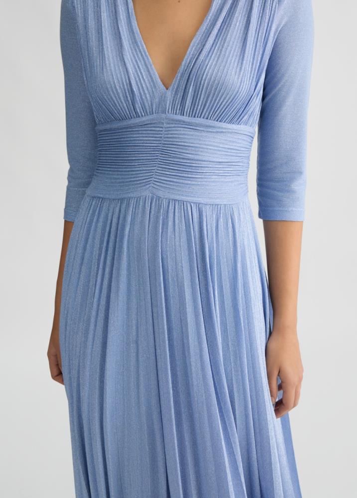LIU.JO VESTIDO PLISSADO AZUL