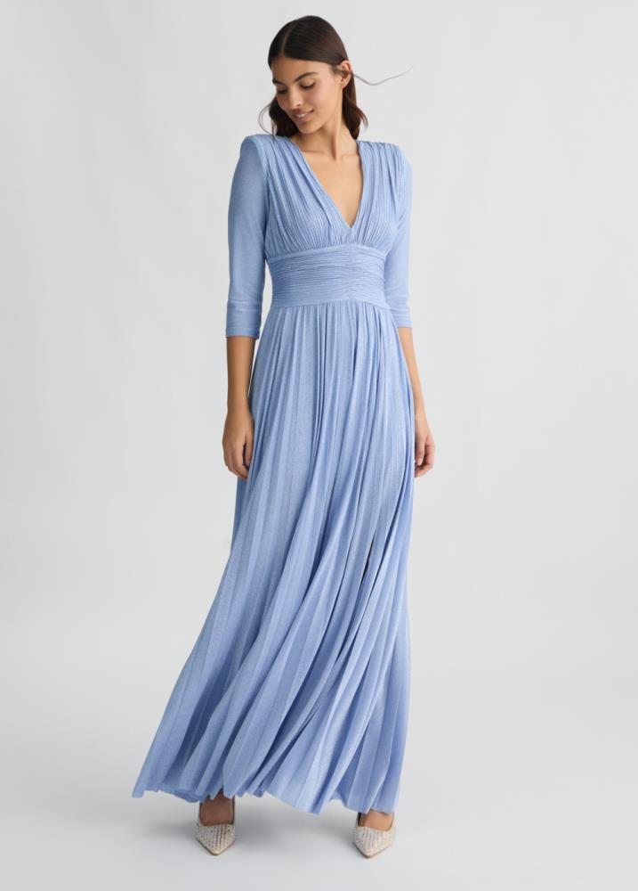 LIU.JO VESTIDO PLISSADO AZUL