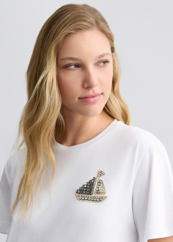 LIU.JO T-SHIRT BRANCA COM BARCO