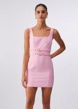 LIU.JO VESTIDO ROSA CURTO COM FIVELAS