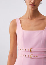 LIU.JO VESTIDO ROSA CURTO COM FIVELAS