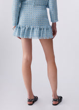 LIU.JO MINI SAIA EM TWEED EM AZUL COM BOTÕES EM BRILHANTES