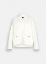 LIU.JO CASACO DE LÃ BRANCO COM FRANJAS