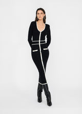 LIU.JO VESTIDO COMPRIDO DE MALHA PRETO E BRANCO