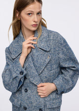 LIU.JO CASACO AZUL DE LÃ E ALPACA