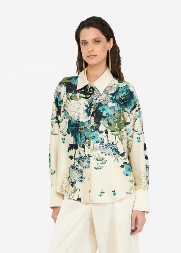 LIU.JO BLUSA BEGE  COM ESTAMPA FLORAL