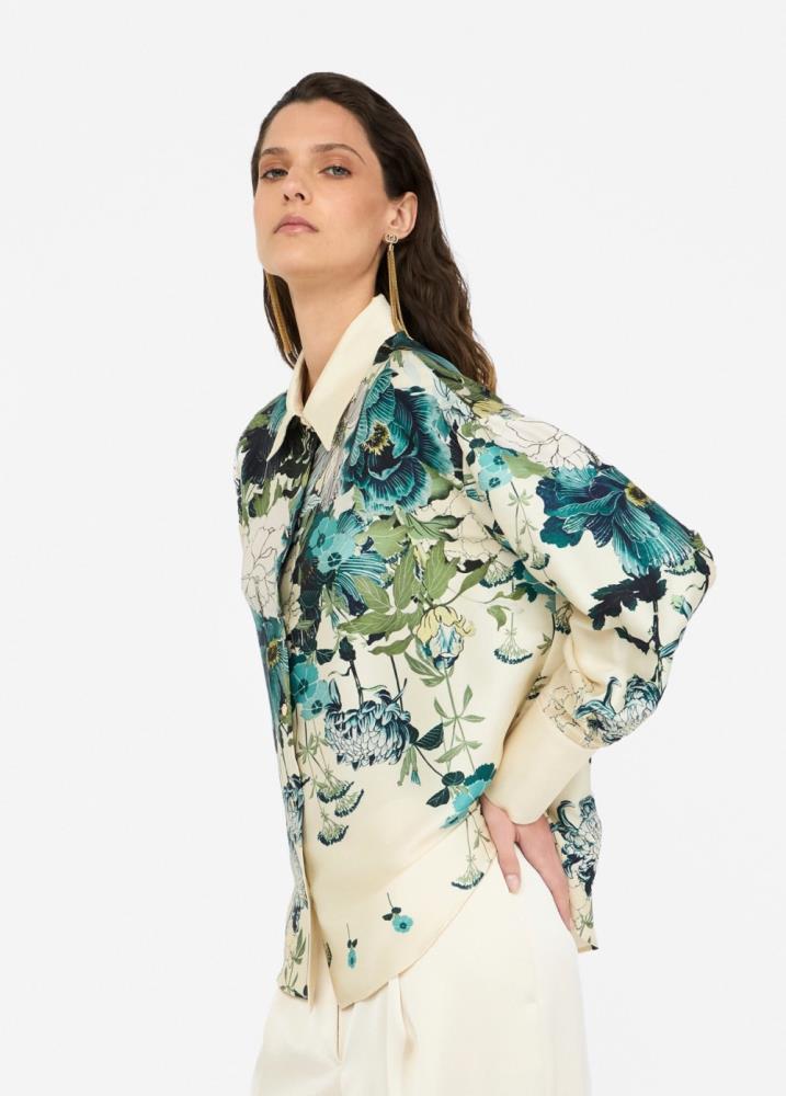 LIU.JO BLUSA BEGE  COM ESTAMPA FLORAL