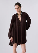 LIU.JO VESTIDO CASTANHO COM BRILHANTES NA GOLA
