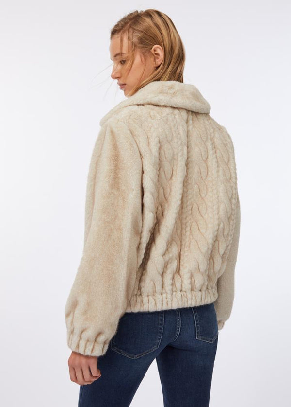LIU.JO CASACO DE PÊLO BEGE SINTÉTICO COM EFEITO DE CORDA