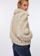 LIU.JO CASACO DE PÊLO BEGE SINTÉTICO COM EFEITO DE CORDA