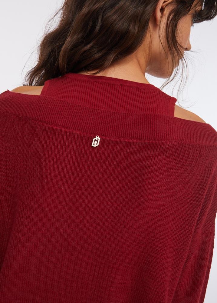 LIU.JO MALHA VERMELHA COM BRILHANTES NA GOLA