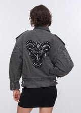 LIU.JO JAQUETA DE GANGA COM BORDADOS NA PARTE DE TRÁS