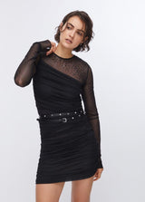 LIU.JO VESTIDO PRETO DE TULE EM STRASS
