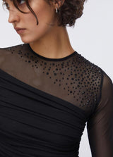 LIU.JO VESTIDO PRETO DE TULE EM STRASS