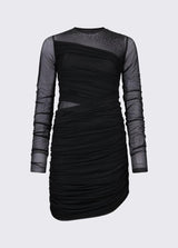 LIU.JO VESTIDO PRETO DE TULE EM STRASS