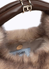 BLUGIRL CARTEIRA DE PÊLO BEGE SINTÉTICO