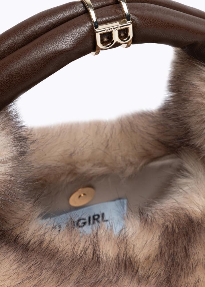 BLUGIRL CARTEIRA DE PÊLO BEGE SINTÉTICO