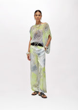 BLUGIRL CALÇA CETIM  COM IMPRESSÃO FLORAL