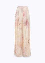 BLUGIRL CALÇA BEGE COM ESTAMPADO DE ROSA