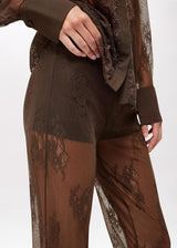 BLUGIRL CALÇA DE RENDA CASTANHA