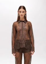 BLUGIRL CAMISA DE RENDA CASTANHA