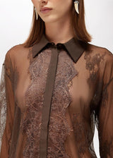 BLUGIRL CAMISA DE RENDA CASTANHA