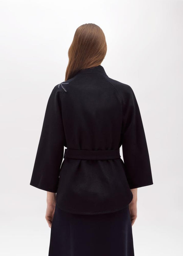 BLUGIRL CASACO AZUL FAZENDA COM BORDADO