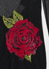 BLUMARINE VESTIDO DE TULE COM FLÔR VERMELHA