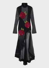 BLUMARINE VESTIDO DE TULE COM FLÔR VERMELHA