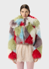 BLUMARINE CASACO DE PÊLO MULTICOLORIDO