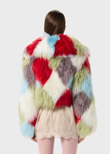 BLUMARINE CASACO DE PÊLO MULTICOLORIDO