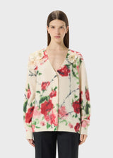 BLUMARINE CASACO DE MALHA COM ESTAMPA FLORAL