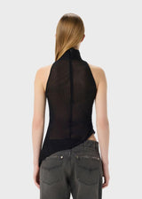 BLUMARINE TOP DE TULE COM FLÔR EM LANTEJOULAS