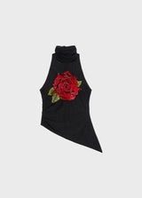 BLUMARINE TOP DE TULE COM FLÔR EM LANTEJOULAS