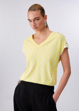 LIU.JO TOP AMARELO COM RISCA BRANCA