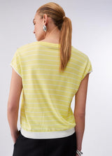 LIU.JO TOP AMARELO COM RISCA BRANCA