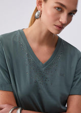 LIU.JO T-SHIRT VERDE COM STRASS