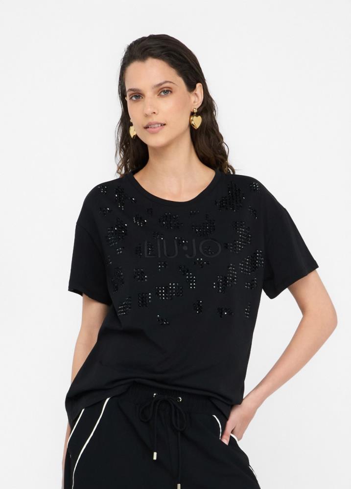 LIU.JO T-SHIRT PRETA COM STRASS